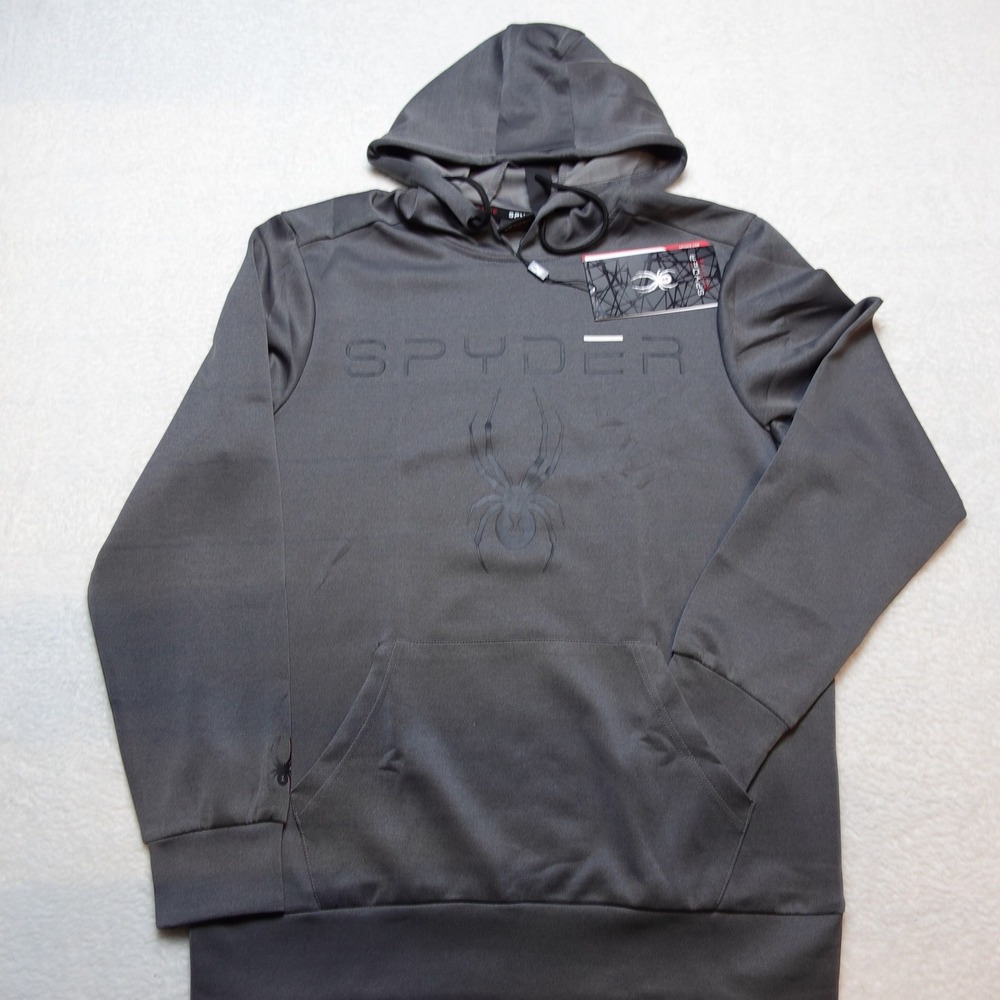Spyder Active SPM864A Mens Hoodie Medium Gray Polyester Blend Tonal Logo NWT
